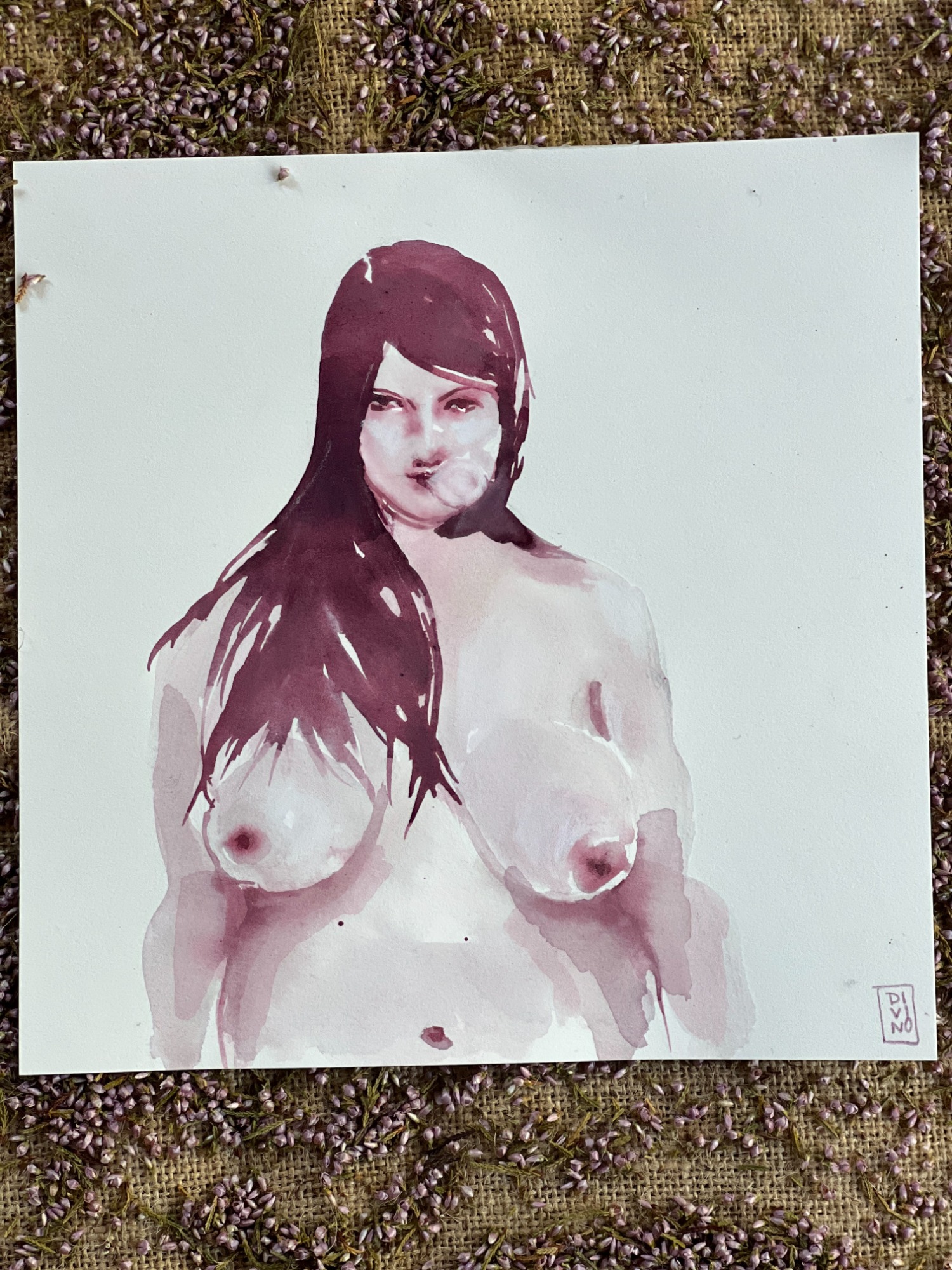 image — aquarelle au vin rouge — Art DiVino, La Londe-les-Maures