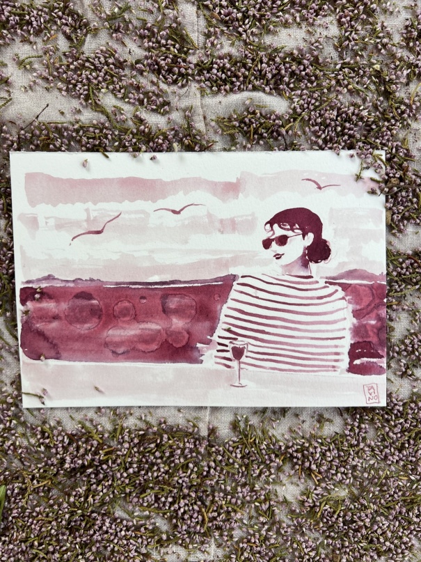 image — aquarelle au vin rouge — Art DiVino, La Londe-les-Maures