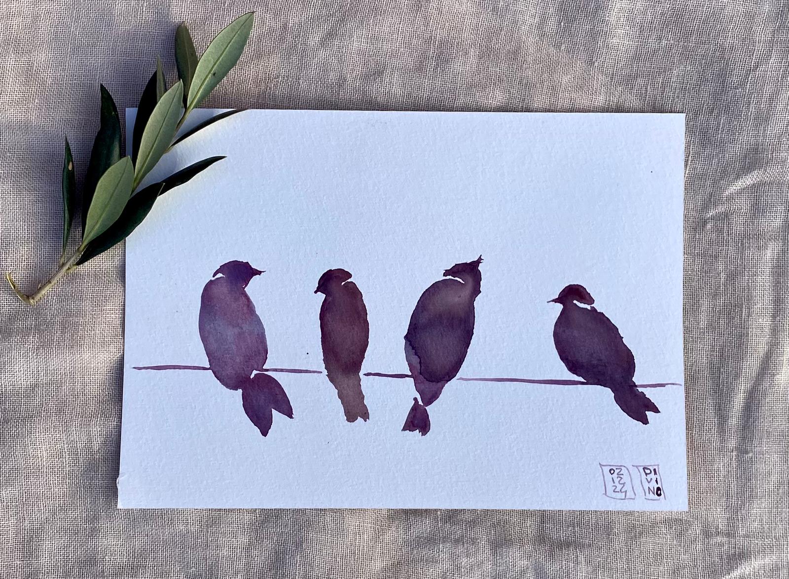 33 vendu — aquarelle au vin rouge — Art DiVino, La Londe-les-Maures