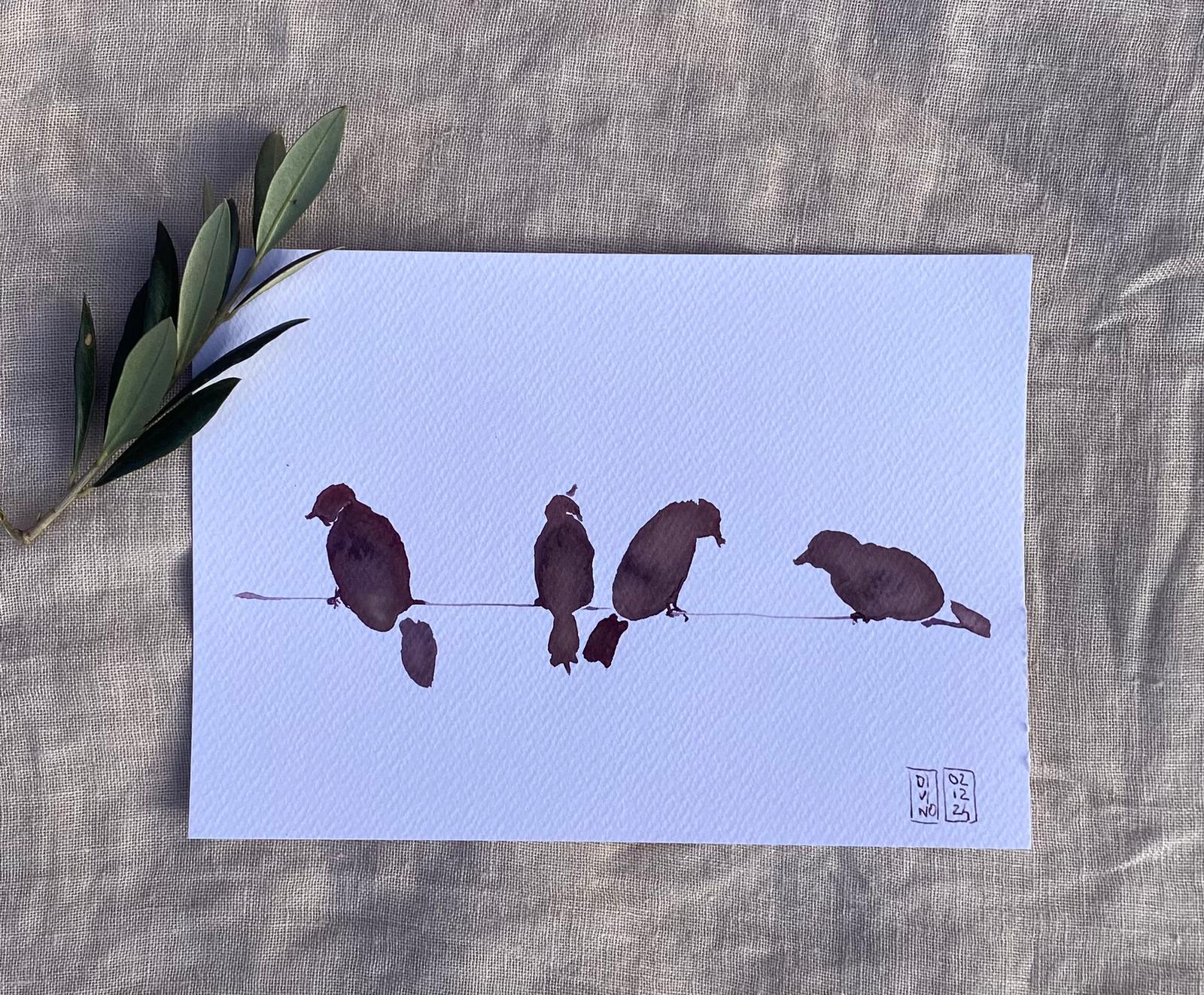 29 vendu — aquarelle au vin rouge — Art DiVino, La Londe-les-Maures
