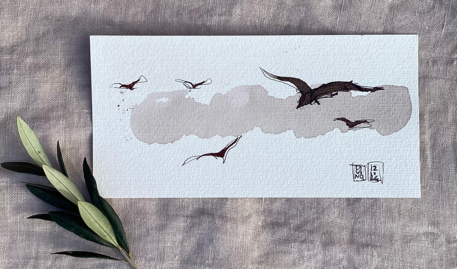 18 vendu — aquarelle au vin rouge — Art DiVino, La Londe-les-Maures