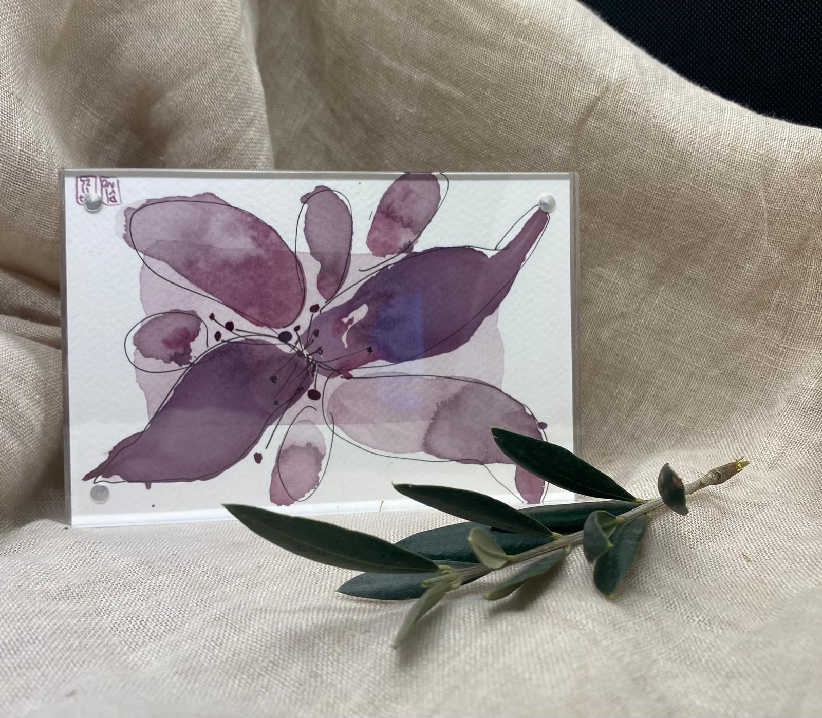 vendu — aquarelle au vin rouge — Art DiVino, La Londe-les-Maures
