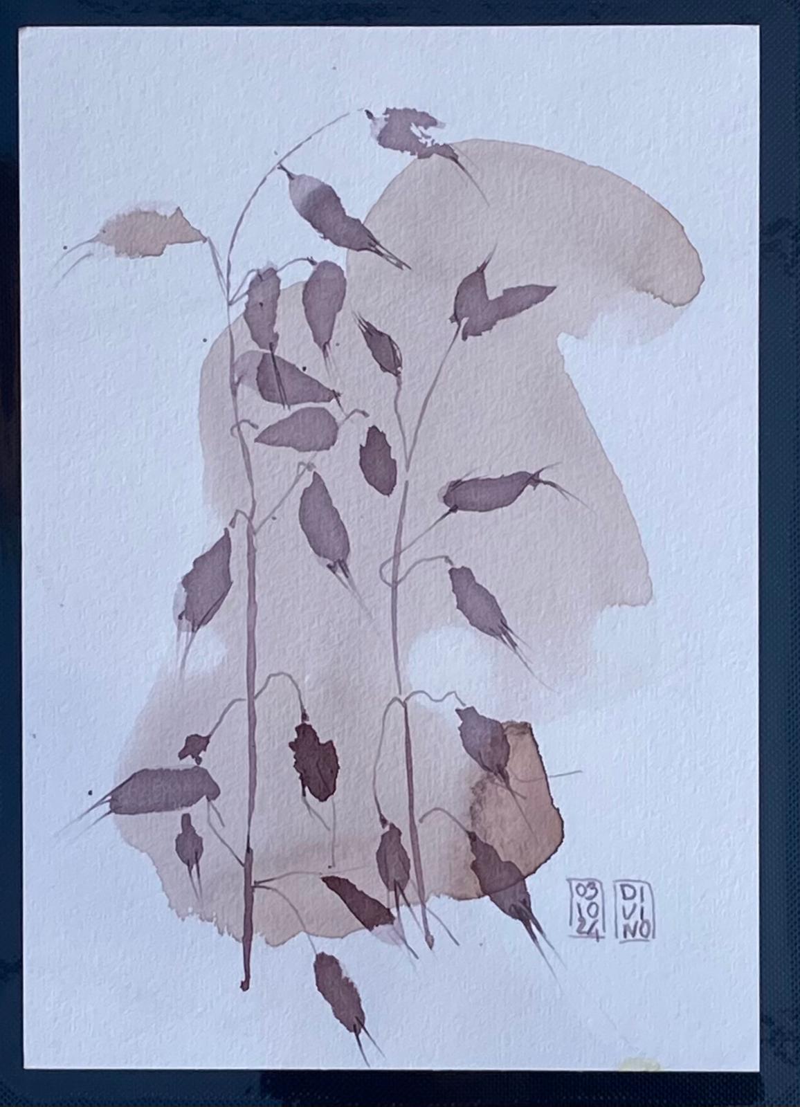 9 vendu — aquarelle au vin rouge — Art DiVino, La Londe-les-Maures