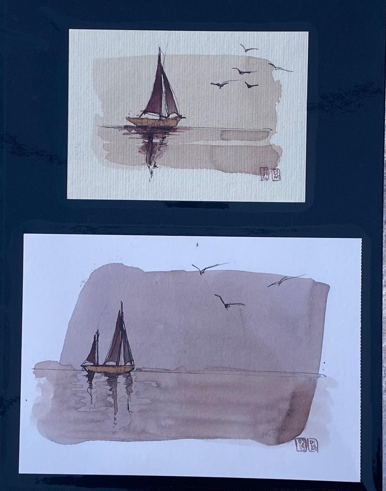 test — aquarelle au vin rouge — Art DiVino, La Londe-les-Maures
